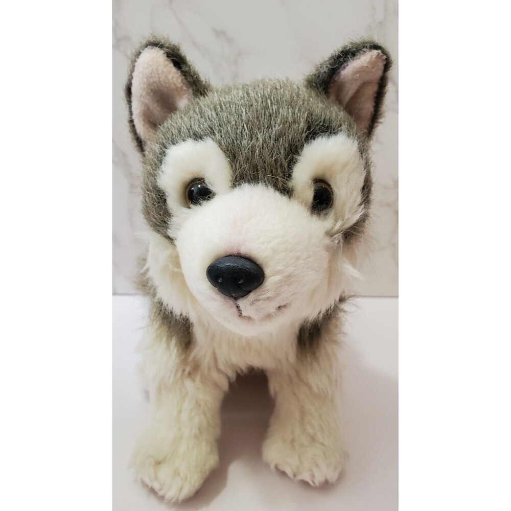 Nat & Jules Animalcraft Wolf Cub Plush Realistic 9" Gold Eyes Sitting Vintage